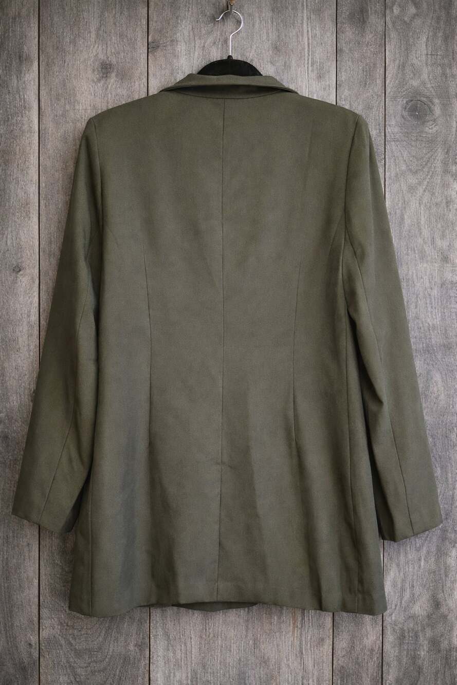 BIBI Olive Green Oversized Longline Notch Lapel Blazer - Picture 3 of 5